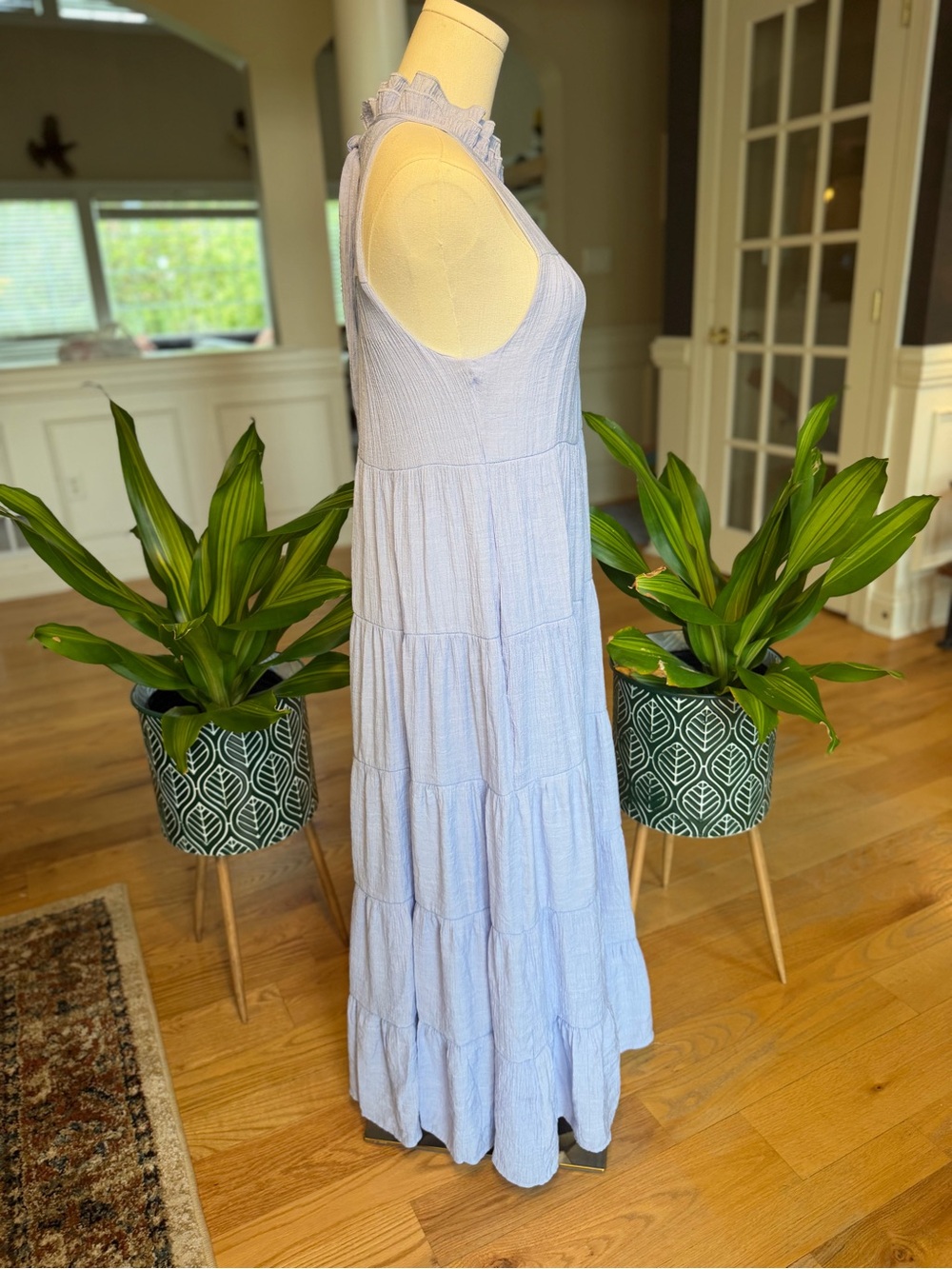 Indigo Soul Boho Blue Tiered Maxi Halter Dress Ruffle (VGUC) - Picture 4 of 10